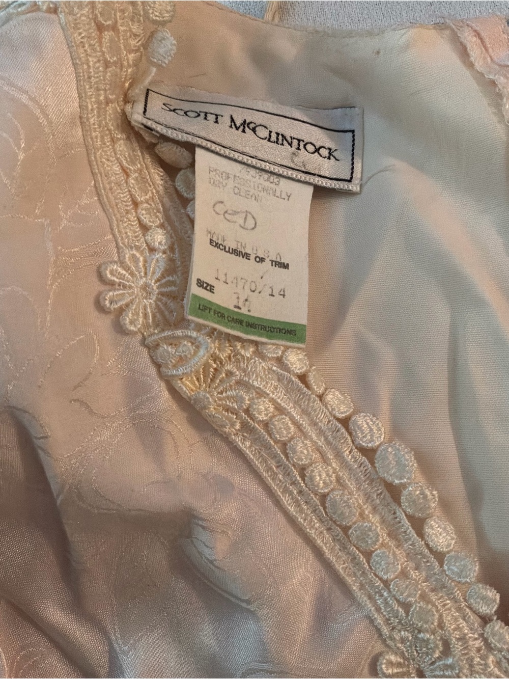 ****** Scott McClintock Cream Satin Lace-Trim formal prom Dress ****** - Picture 5 of 8